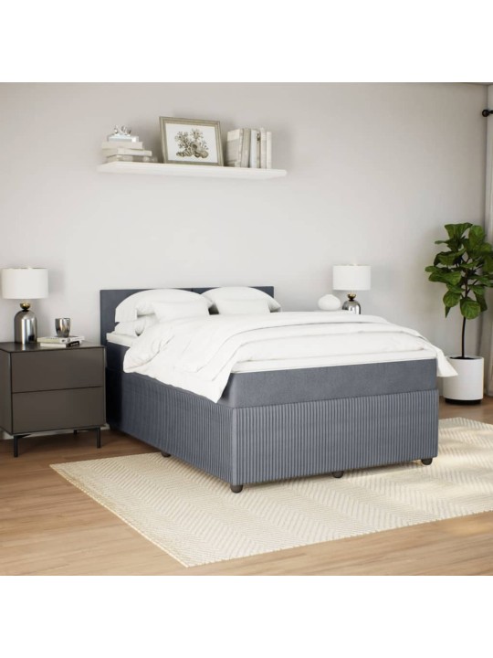 Box spring postel s matrací tmavě šedý 140 x 190 cm samet