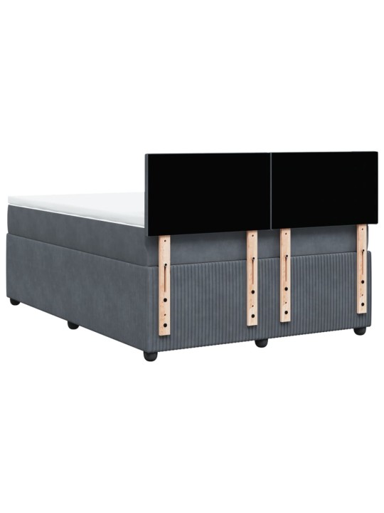 Box spring postel s matrací tmavě šedý 140 x 190 cm samet