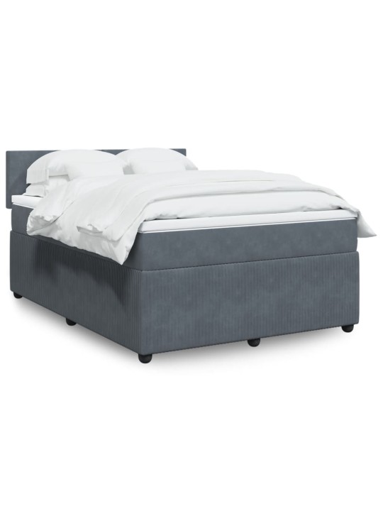 Box spring postel s matrací tmavě šedý 140 x 190 cm samet