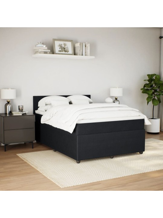 Box spring postel s matrací černá 140 x 190 cm samet