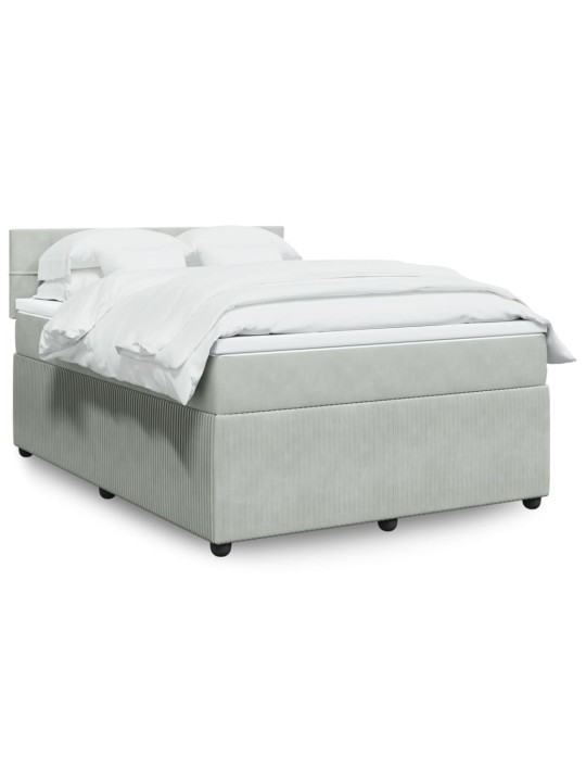 Box spring postel s matrací světle šedá 140x190 cm samet