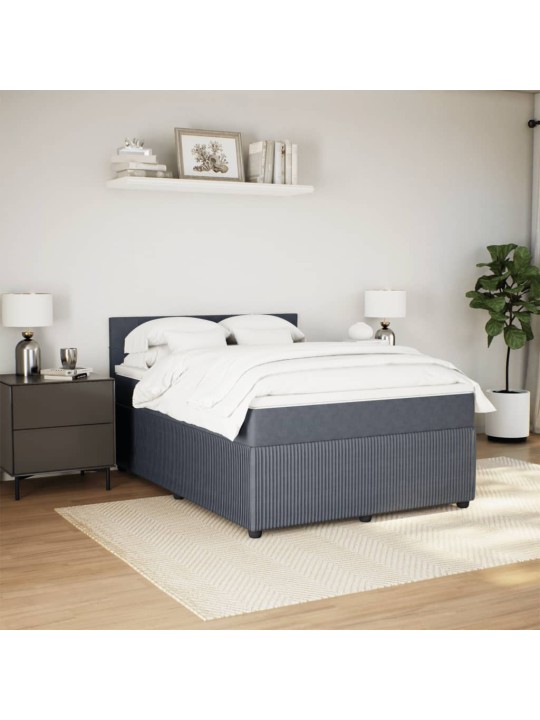 Box spring postel s matrací tmavě šedý 140 x 190 cm samet