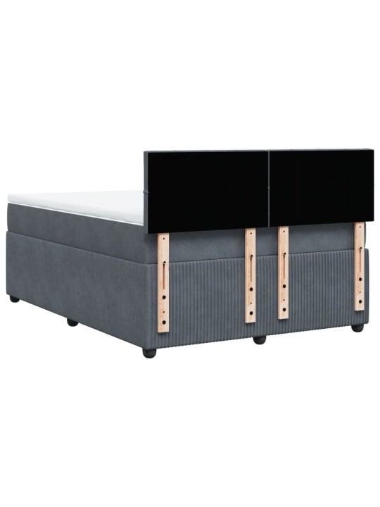 Box spring postel s matrací tmavě šedý 140 x 190 cm samet