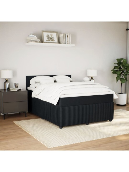 Box spring postel s matrací černá 140 x 190 cm samet