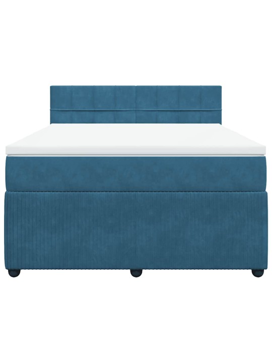 Box spring postel s matrací modrá 140 x 190 cm samet