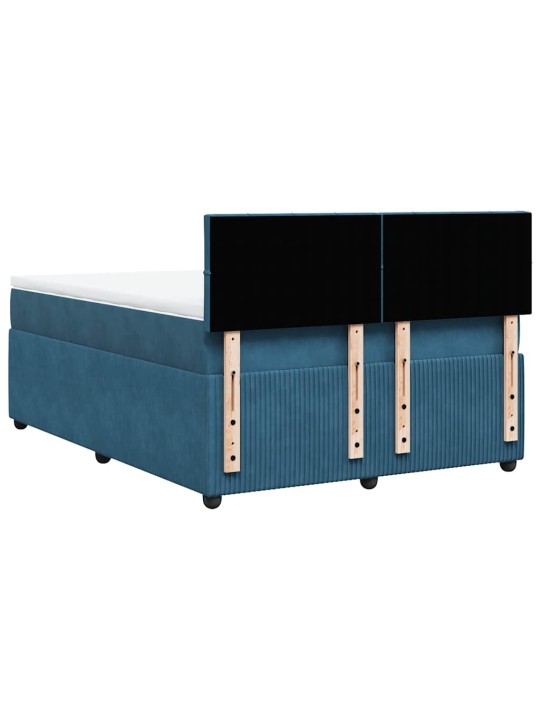 Box spring postel s matrací modrá 140 x 190 cm samet