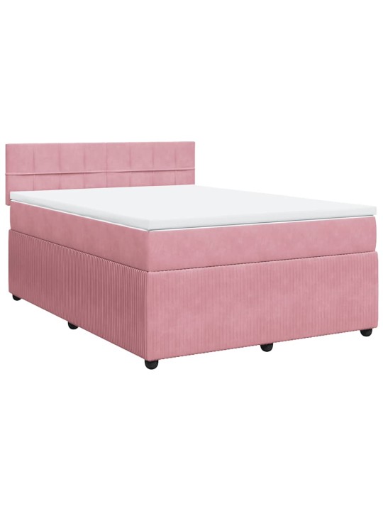 Box spring postel s matrací růžová 140x190 cm samet