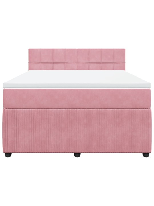 Box spring postel s matrací růžová 140x190 cm samet