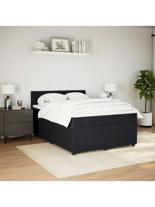 Box spring postel s matrací černá 140 x 190 cm samet