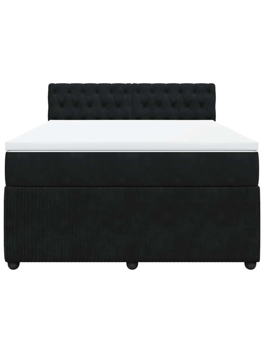 Box spring postel s matrací černá 140 x 190 cm samet
