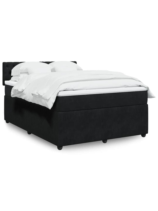Box spring postel s matrací černá 140 x 190 cm samet