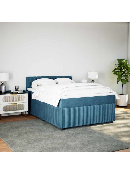 Box spring postel s matrací modrá 140 x 190 cm samet