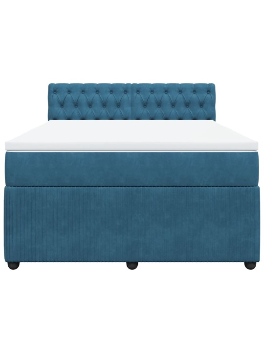 Box spring postel s matrací modrá 140 x 190 cm samet