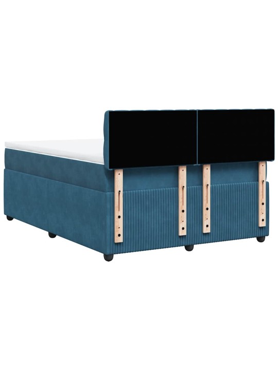 Box spring postel s matrací modrá 140 x 190 cm samet