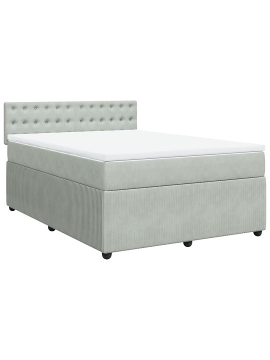 Box spring postel s matrací světle šedá 140x190 cm samet