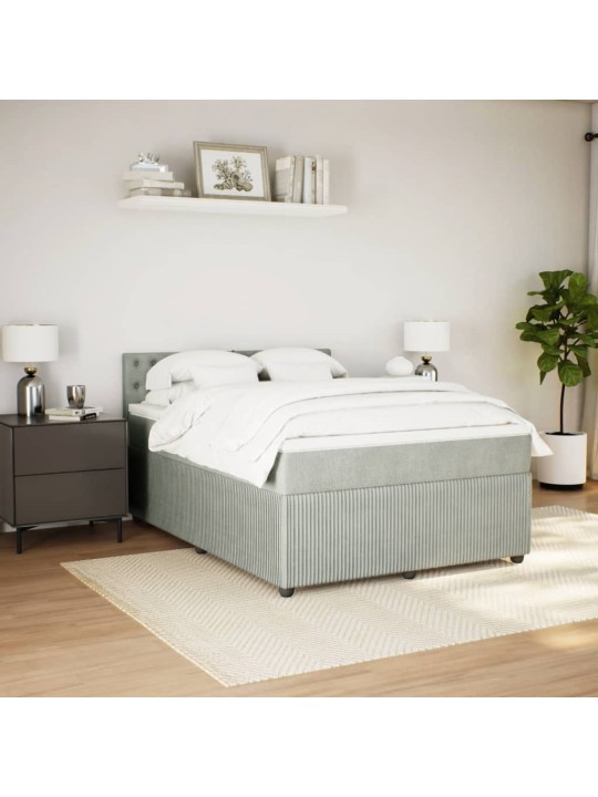 Box spring postel s matrací světle šedá 140x190 cm samet
