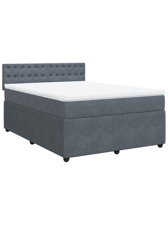 Box spring postel s matrací tmavě šedý 140 x 190 cm samet