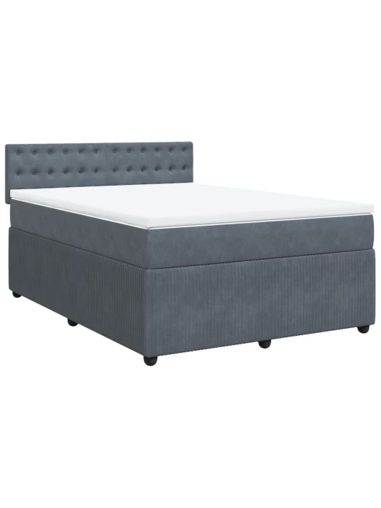 Box spring postel s matrací tmavě šedý 140 x 190 cm samet
