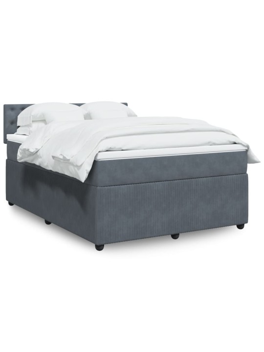 Box spring postel s matrací tmavě šedý 140 x 190 cm samet