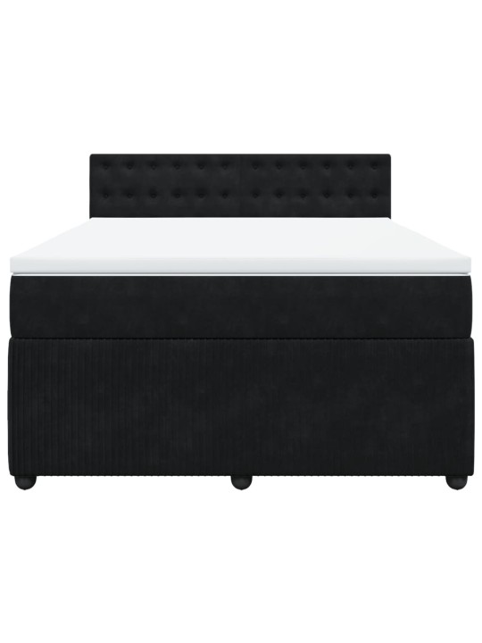 Box spring postel s matrací černá 140 x 190 cm samet