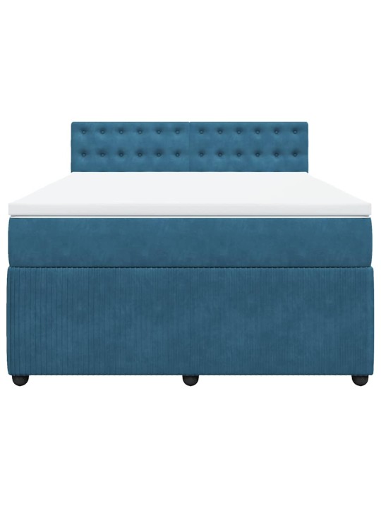 Box spring postel s matrací modrá 140 x 190 cm samet