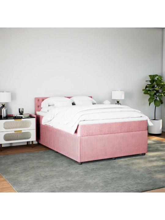 Box spring postel s matrací růžová 140x190 cm samet