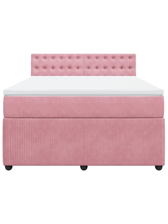 Box spring postel s matrací růžová 140x190 cm samet