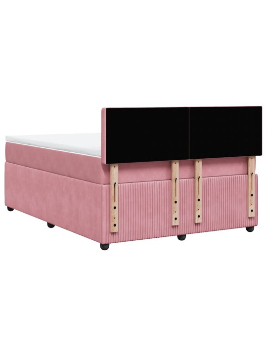 Box spring postel s matrací růžová 140x190 cm samet