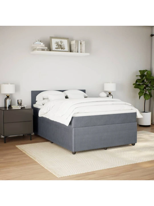 Box spring postel s matrací tmavě šedá 140x200 cm samet