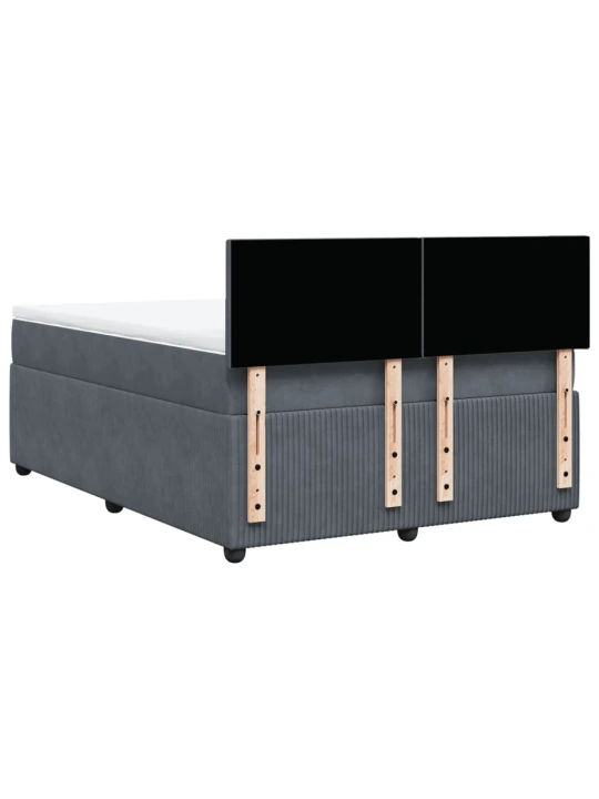 Box spring postel s matrací tmavě šedá 140x200 cm samet