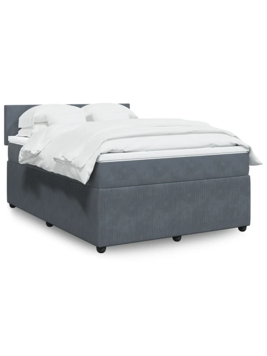Box spring postel s matrací tmavě šedá 140x200 cm samet