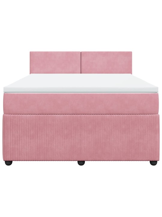 Box spring postel s matrací růžová 140x200 cm samet