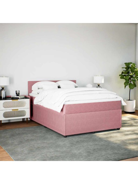 Box spring postel s matrací růžová 140x200 cm samet