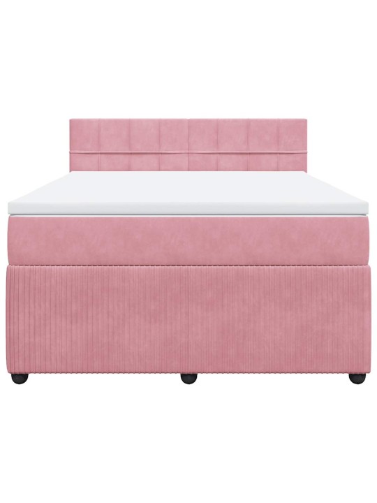 Box spring postel s matrací růžová 140x200 cm samet
