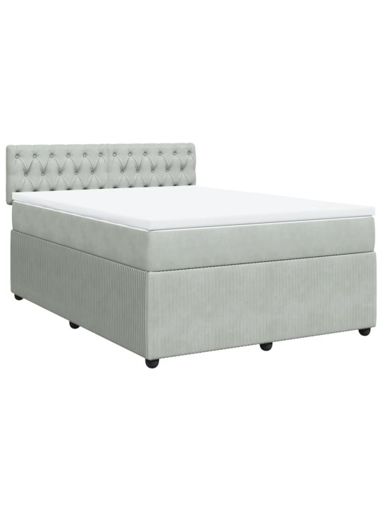Box spring postel s matrací světle šedá 140x200 cm samet