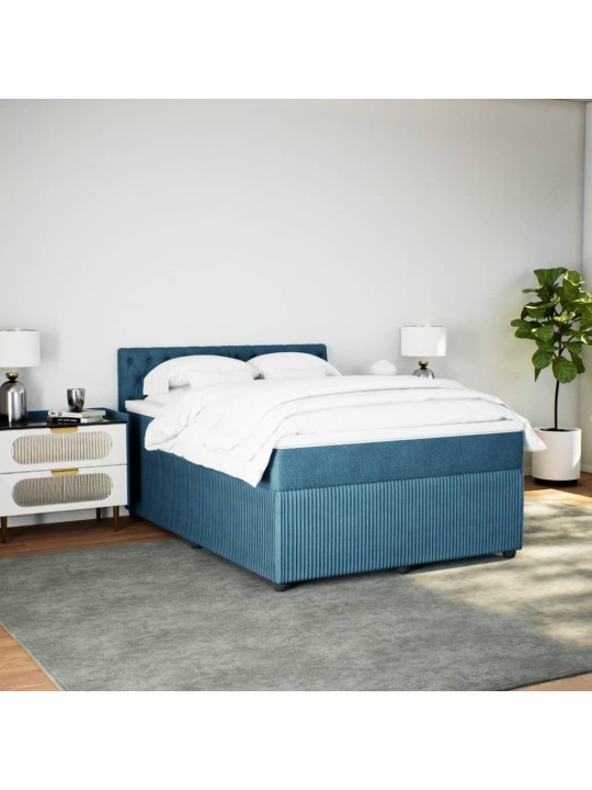 Box spring postel s matrací modrá 140 x 200 cm samet