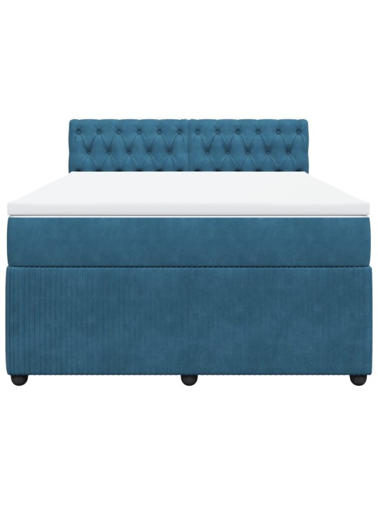 Box spring postel s matrací modrá 140 x 200 cm samet