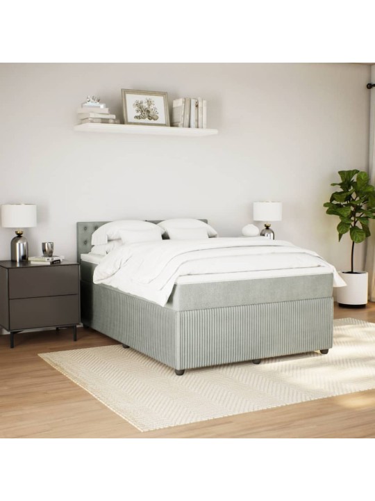 Box spring postel s matrací světle šedá 140x200 cm samet