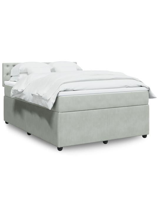 Box spring postel s matrací světle šedá 140x200 cm samet