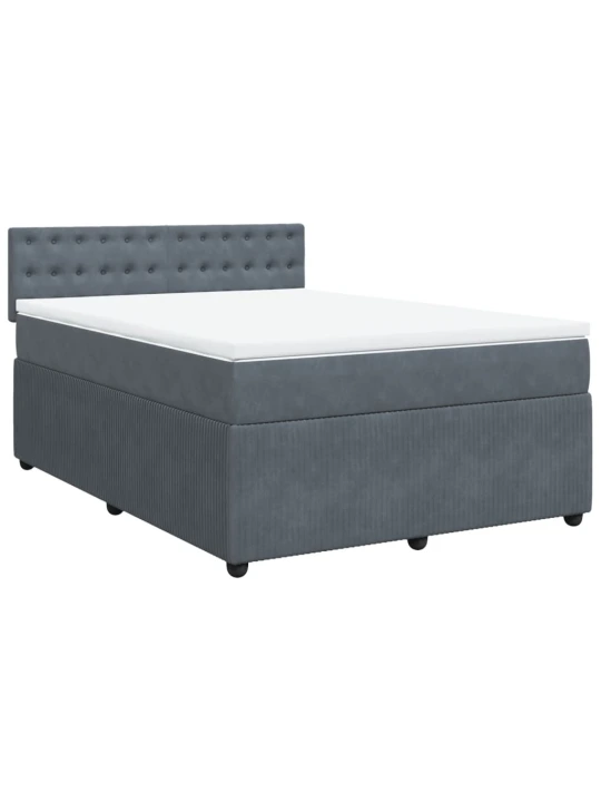 Box spring postel s matrací tmavě šedá 140x200 cm samet