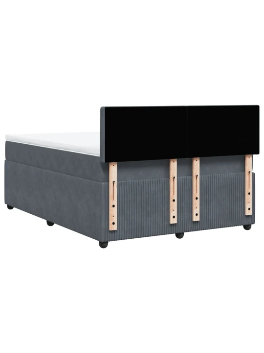 Box spring postel s matrací tmavě šedá 140x200 cm samet