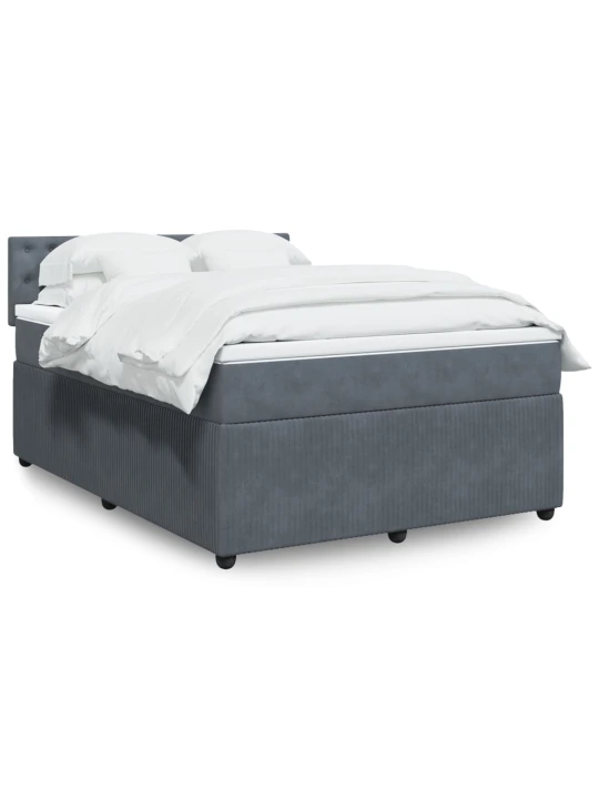 Box spring postel s matrací tmavě šedá 140x200 cm samet