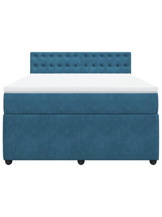 Box spring postel s matrací modrá 140 x 200 cm samet