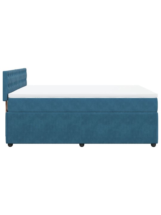 Box spring postel s matrací modrá 140 x 200 cm samet