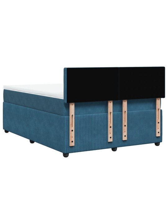 Box spring postel s matrací modrá 140 x 200 cm samet