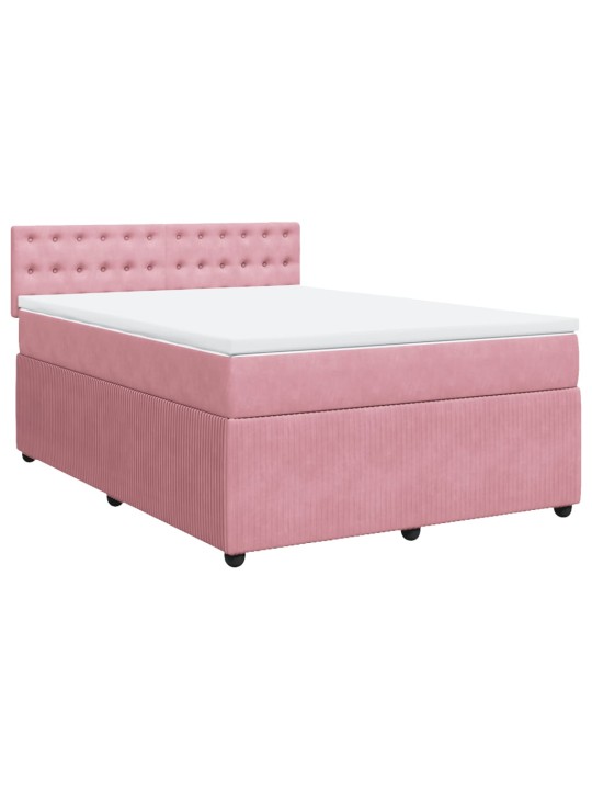 Box spring postel s matrací růžová 140x200 cm samet
