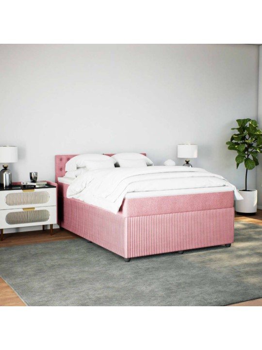 Box spring postel s matrací růžová 140x200 cm samet