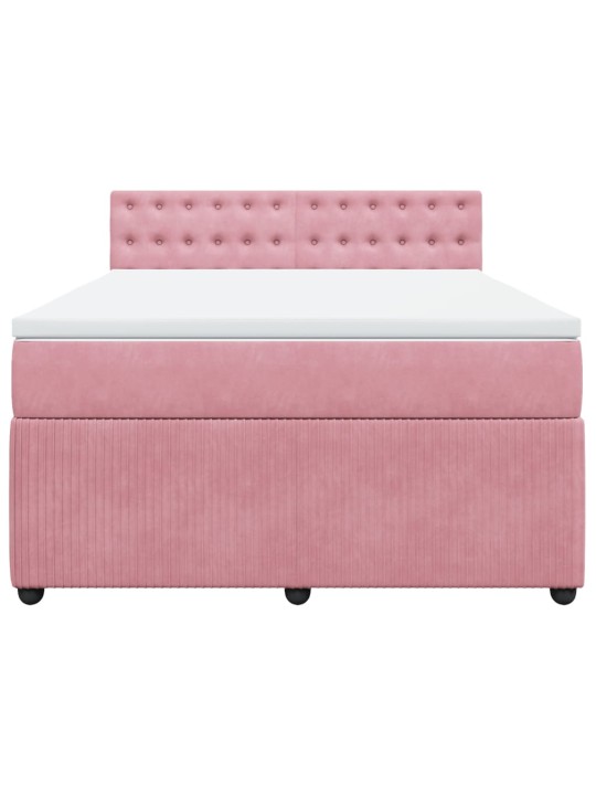 Box spring postel s matrací růžová 140x200 cm samet