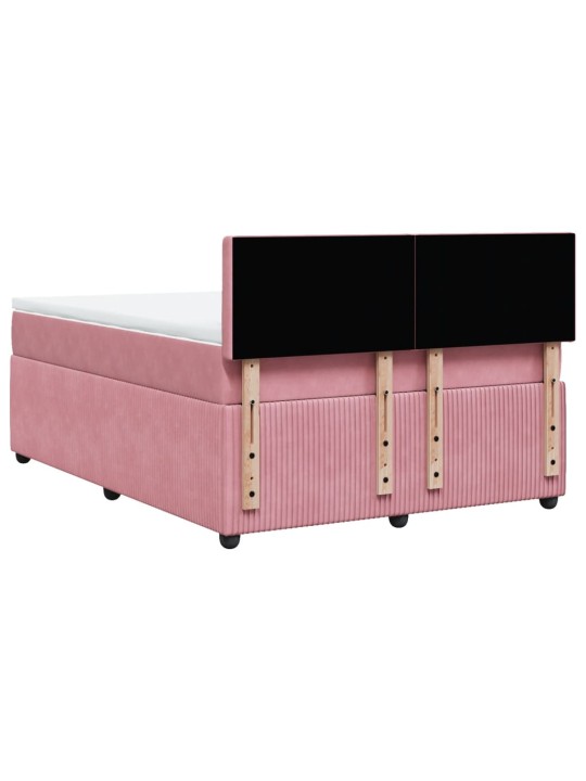 Box spring postel s matrací růžová 140x200 cm samet
