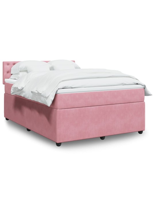 Box spring postel s matrací růžová 140x200 cm samet